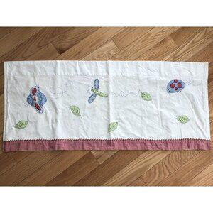 Kids White Cotton Embroidered Valance With Ladybug & Dragonfly Pattern